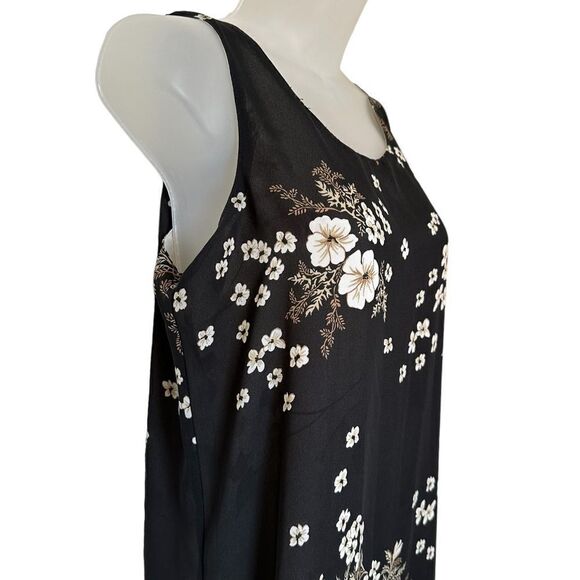 Floral Ditsy Versatile WimsyGoth Black Shift Maxi Sleeveless Boho Vintage Dress - Picture 3 of 13